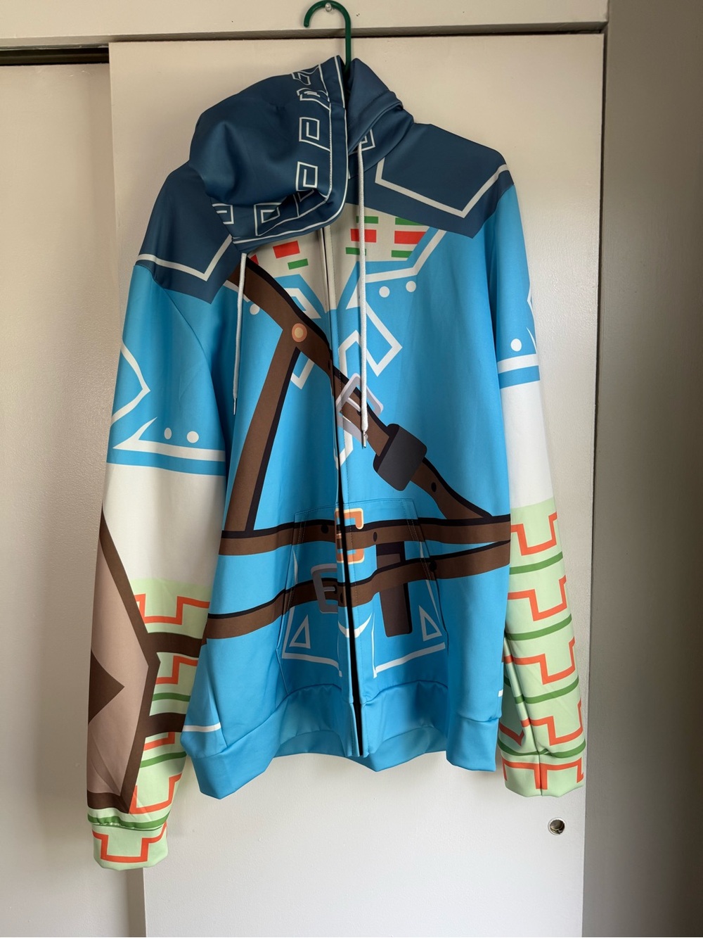 Blue Graphic Hoodie Jacket - Gaming-Inspired Design